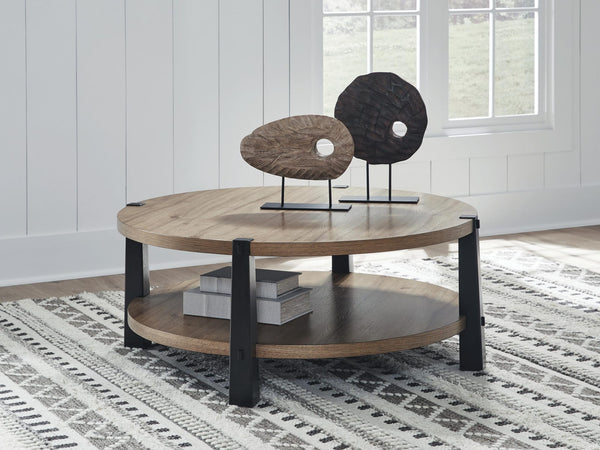 Ridgester Light Brown/Black Coffee Table from Decor Furniture