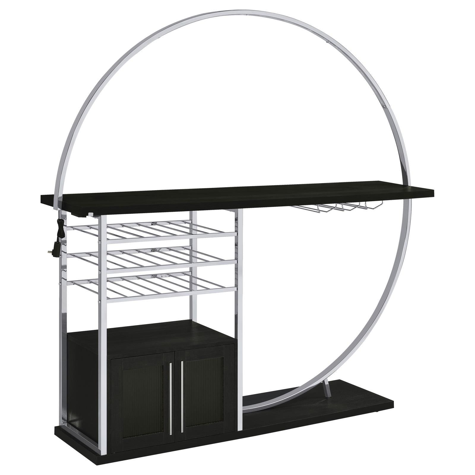 Risley home bar side view with chrome frame