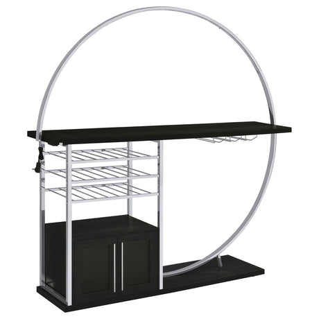 Risley home bar side view with chrome frame