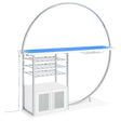 Risley 2-Door Circular LED Home Bar White High Gloss angled front view