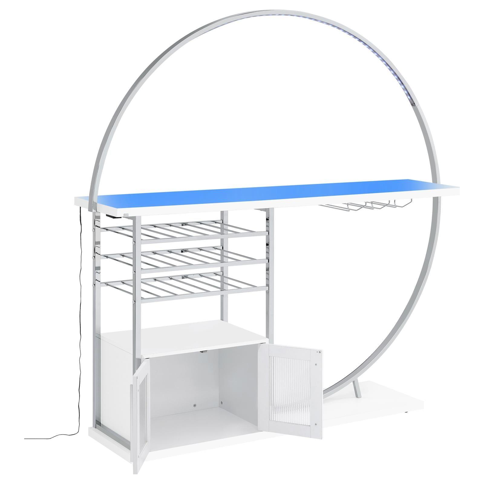 Risley bar tabletop with glasses and bottles arranged