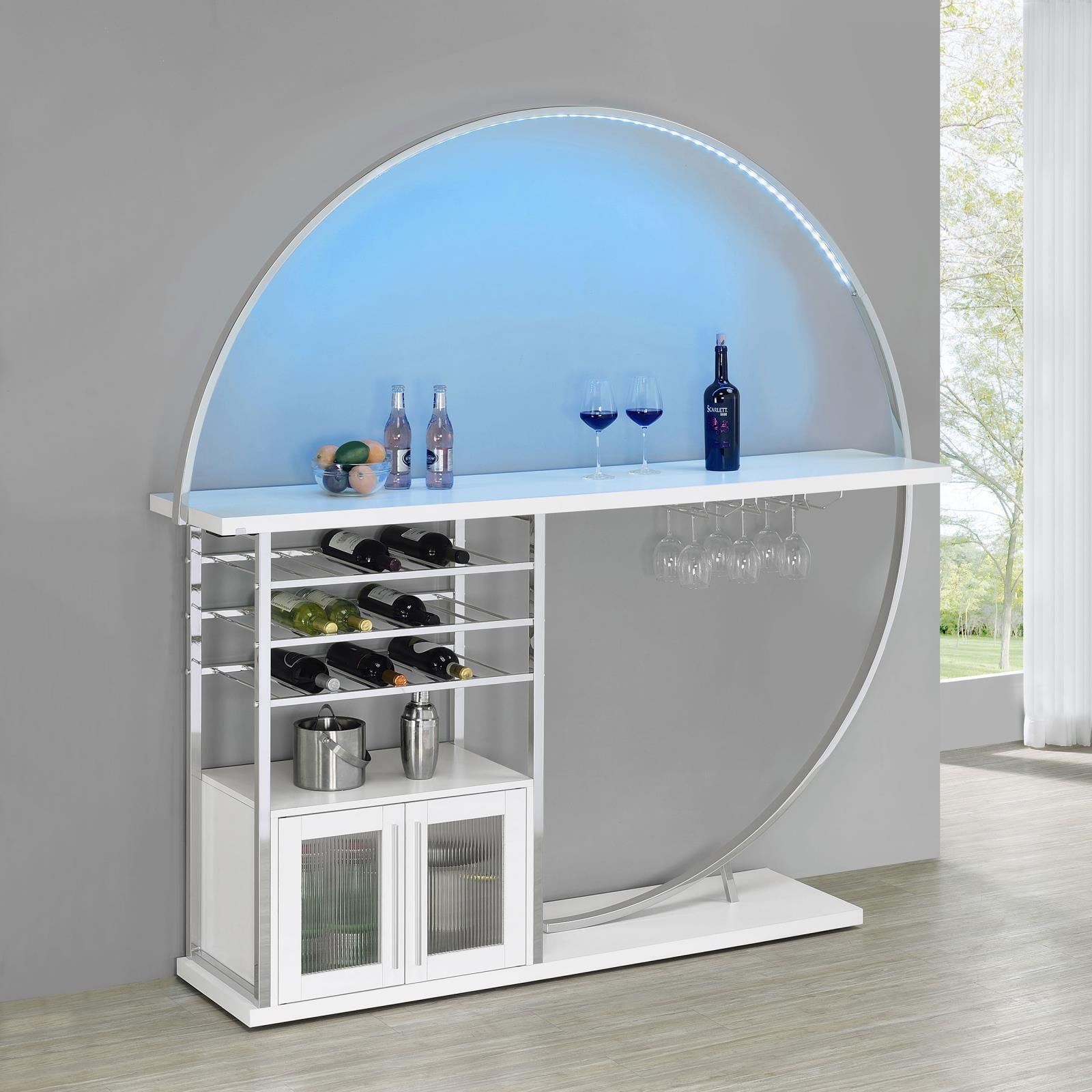 Risley home bar LED lighting illuminated in white gloss finish