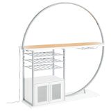 Risley bar with stemware hanging from built-in rack