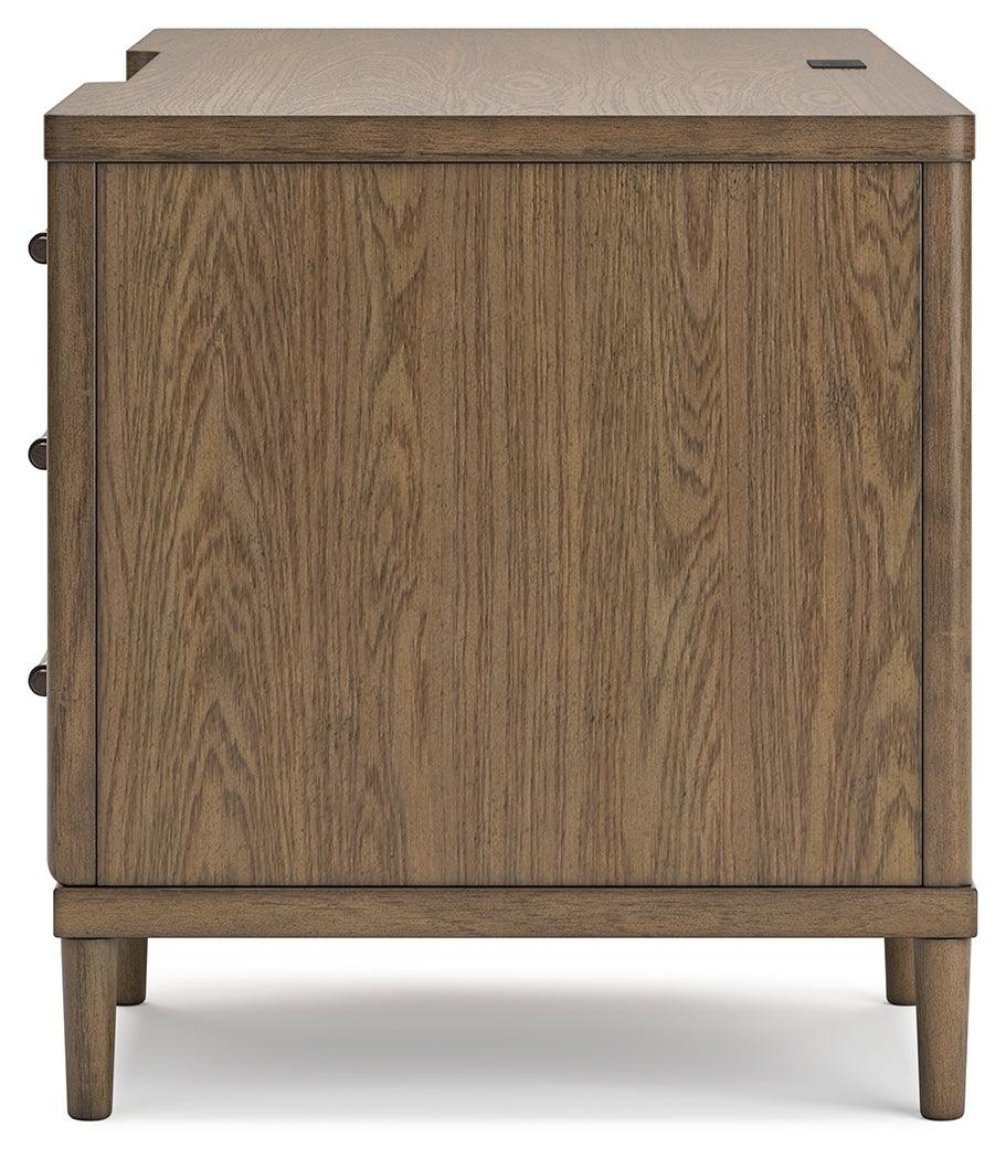 Roanhowe 68 inch brown oak home office desk side profile