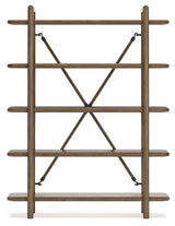 Roanhowe 71-inch bookcase back showing metal brace
