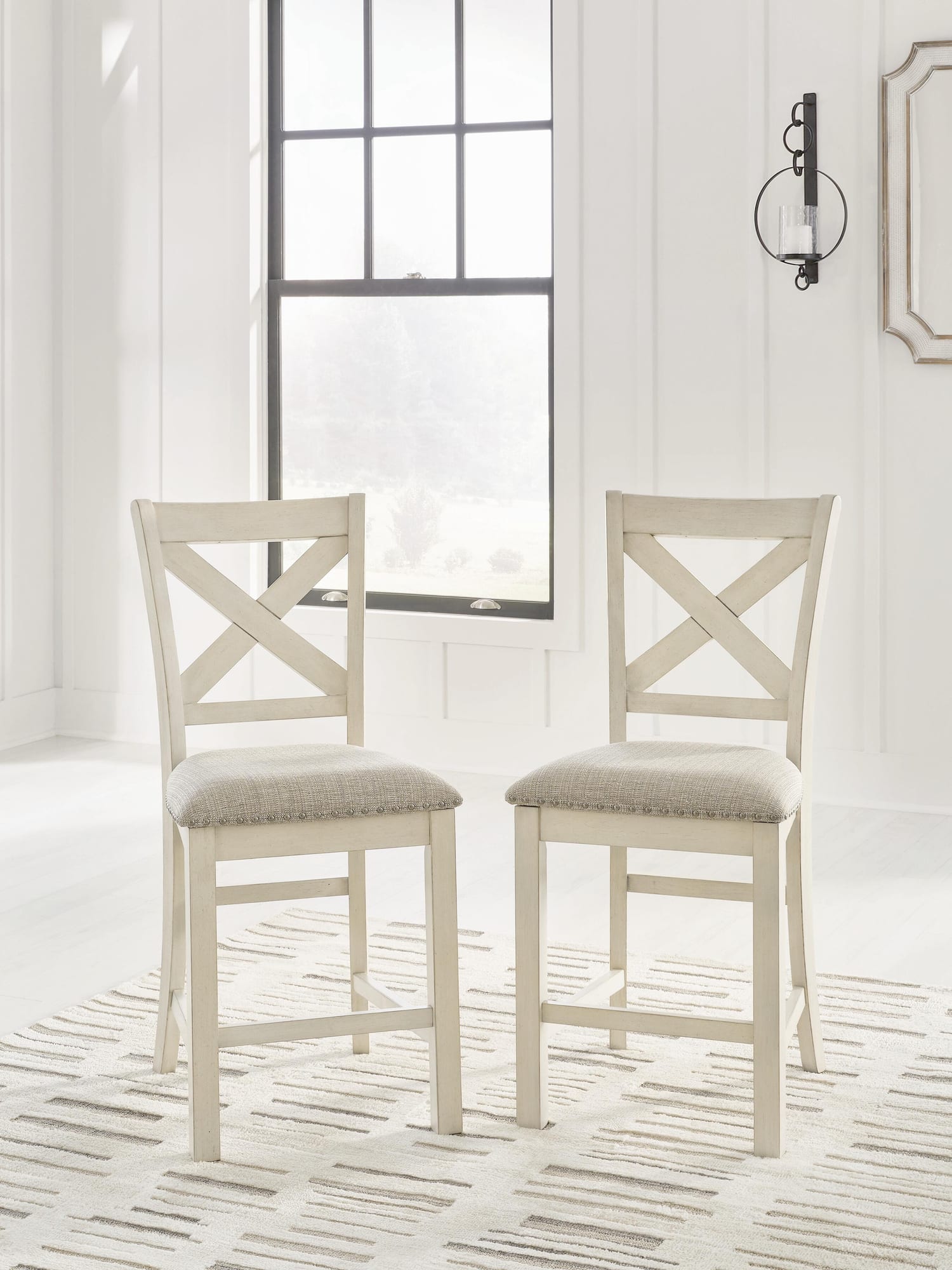 Robbinsdale Antique White Counter Height Barstool from Decor Furniture