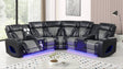 Robin Black Air Leather Power Reclining Sectional with Bluetooth and USB from Decor Furniture