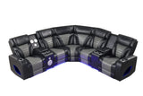 Robin Black Air Leather Power Reclining Sectional with Bluetooth and USB view 7
