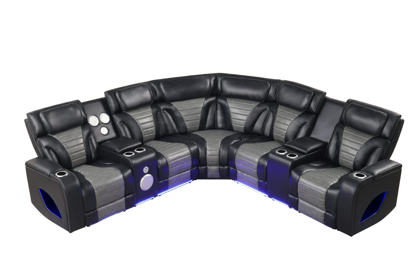 Robin Black Air Leather Power Reclining Sectional with Bluetooth and USB view 7