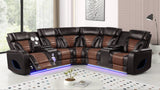 Robin Brown Air Leather Power Reclining Sectional with Bluetooth and USB from Decor Furniture