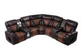 Robin Brown Air Leather Power Reclining Sectional with Bluetooth and USB view 7