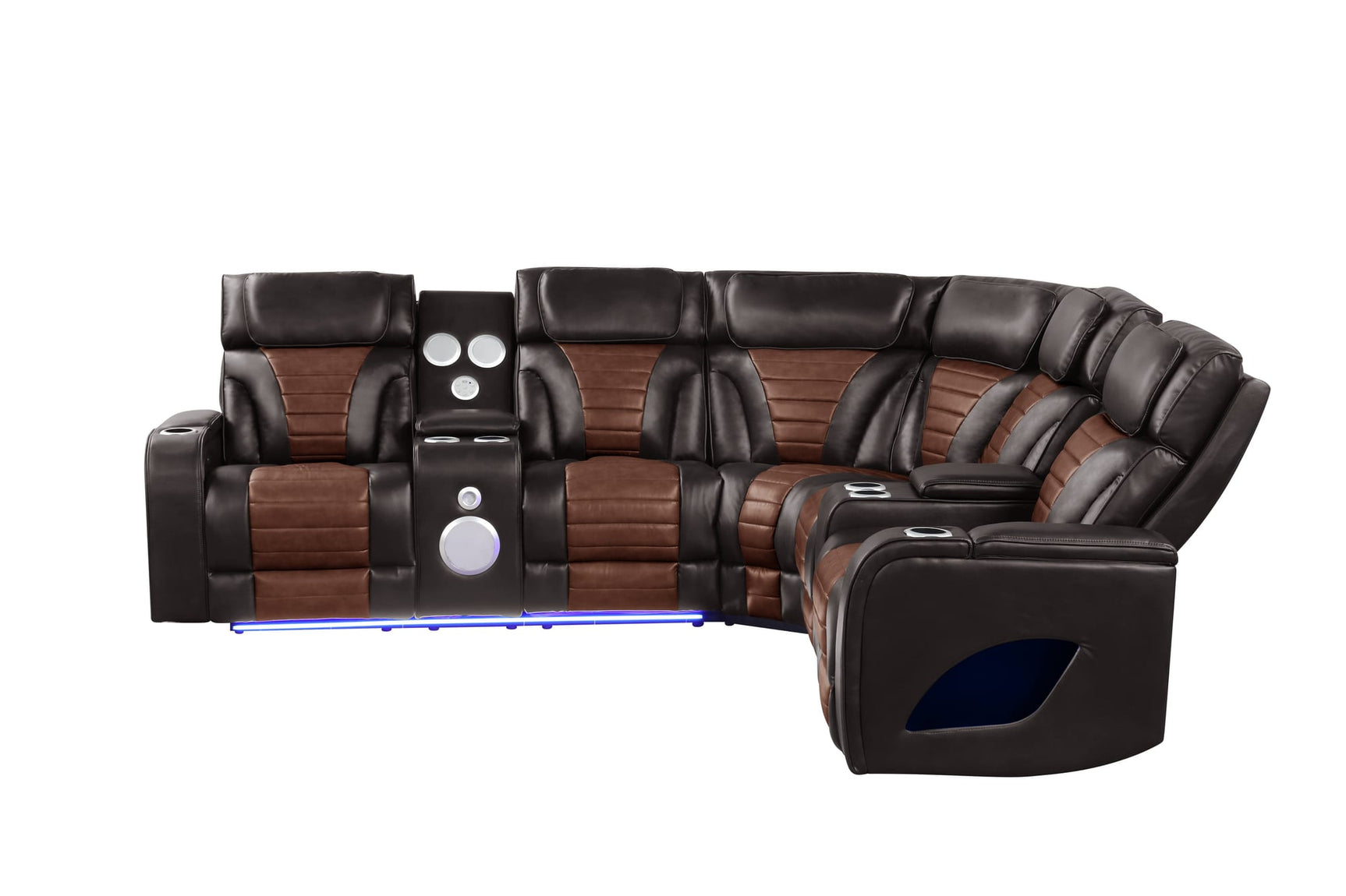 Robin Brown Air Leather Power Reclining Sectional with Bluetooth and USB view 8