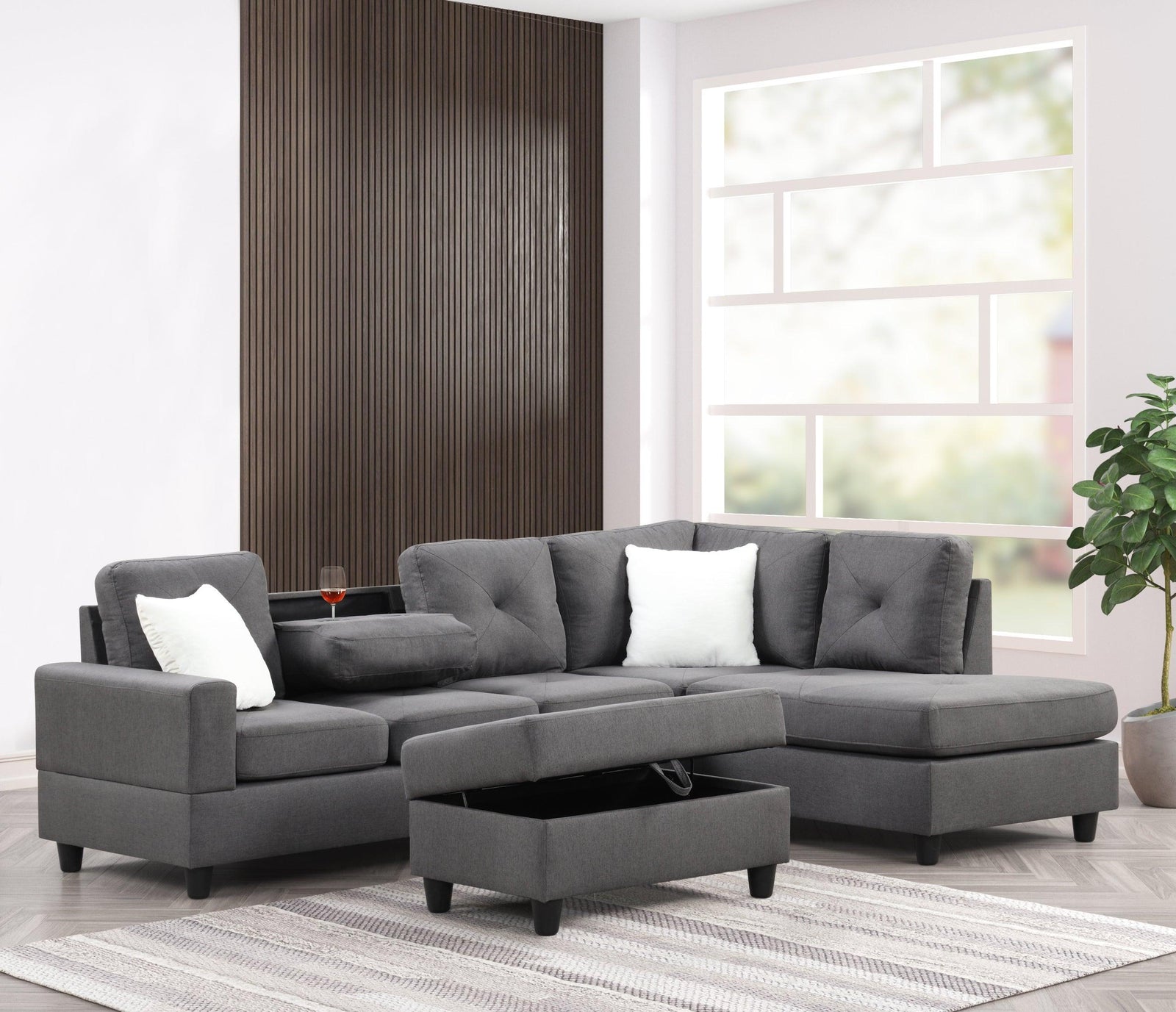 main view of Rocket Charcoal Reversible Sectional sectional sofa