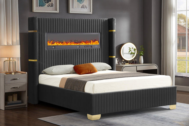 Romance Black Platform Queen Bed - Ella Furniture