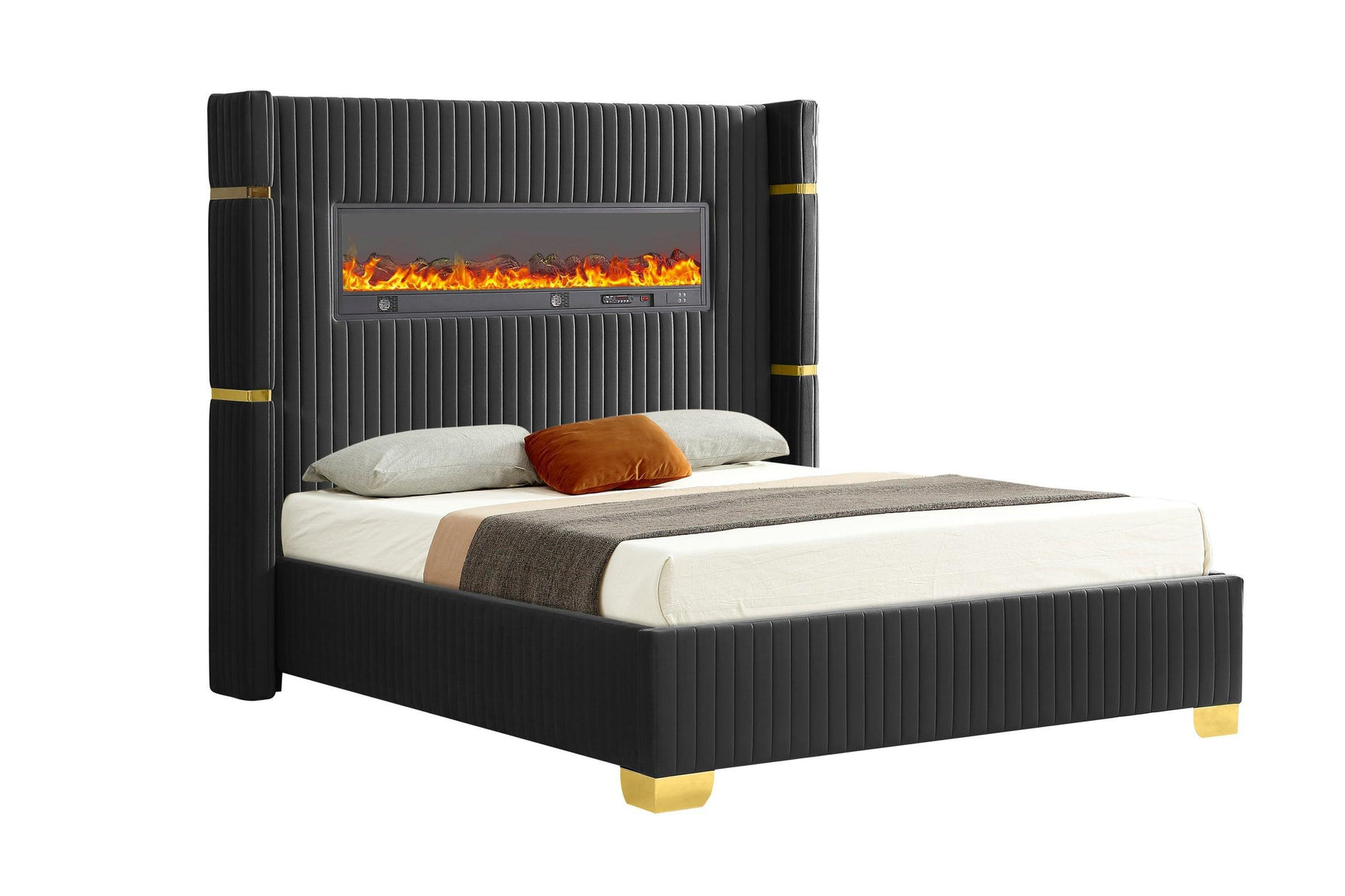 Romance Black Platform Queen Bed - Ella Furniture