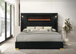 Romance Black Upholstered LED Platform King Bed from Decor Furniture