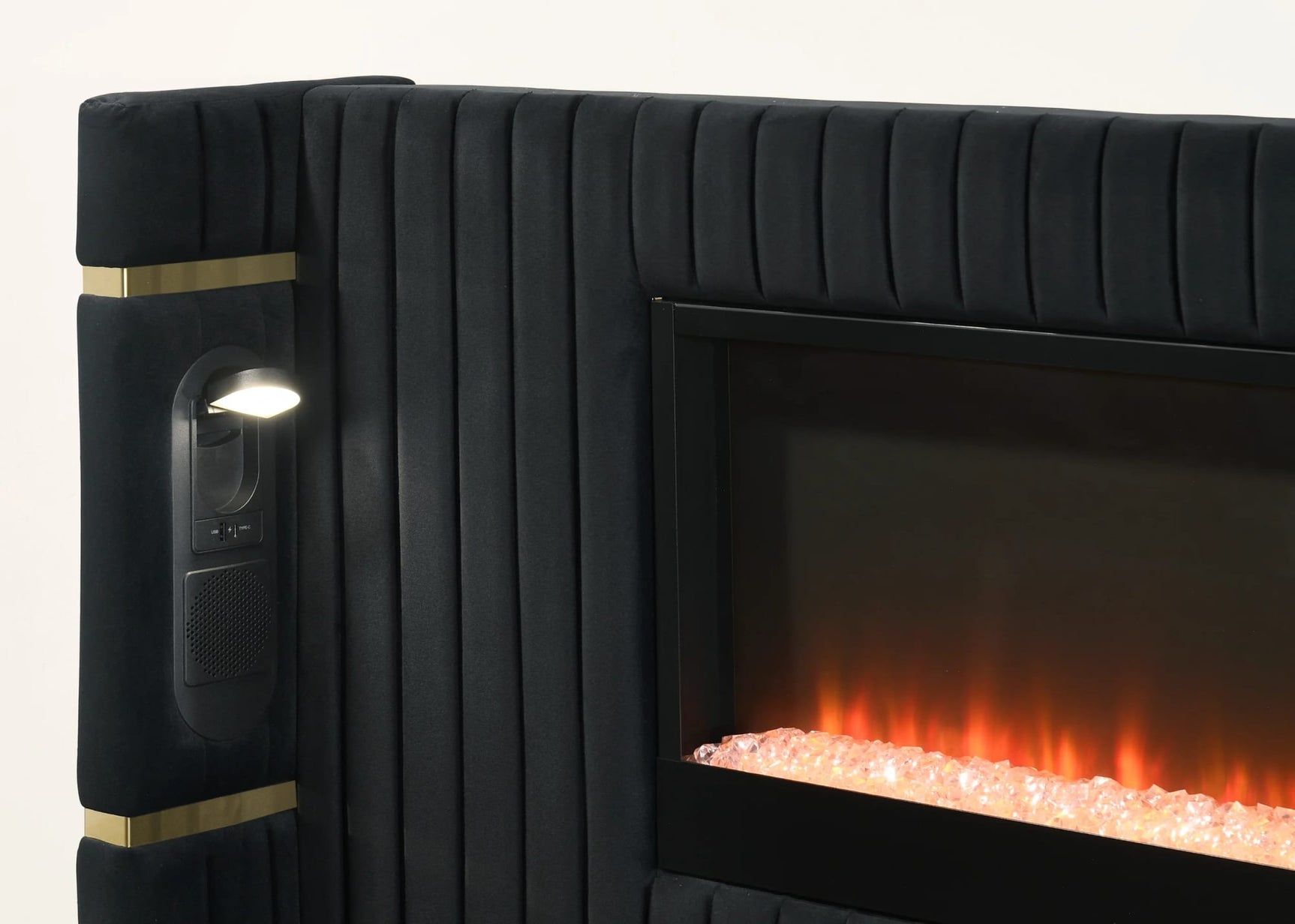 Romance Black Upholstered LED Platform King Bed view 3