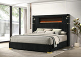 Romance Black Upholstered LED Platform Queen Bed view 2