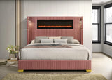 Romance Pink Upholstered LED Platform King Bed from Decor Furniture