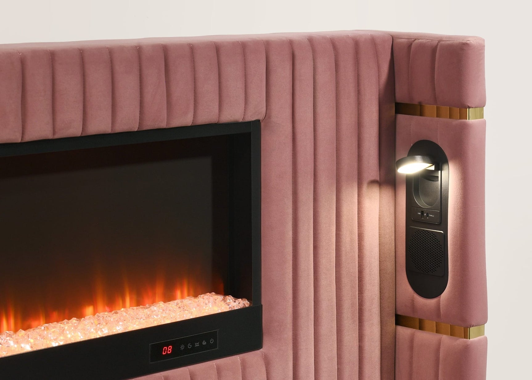 Romance Pink Upholstered LED Platform King Bed view 3