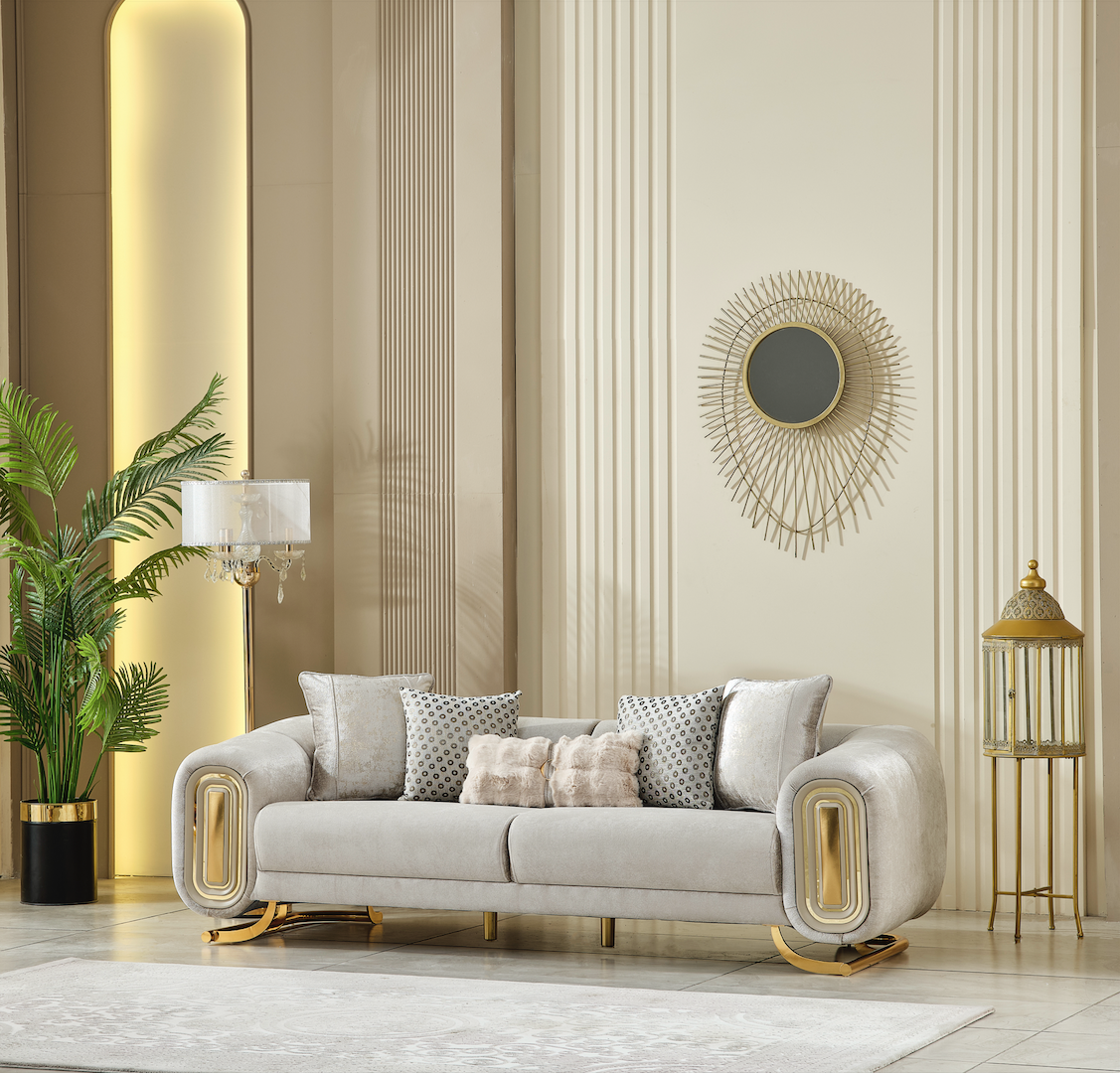 Verona Beige Velvet Living Room Set