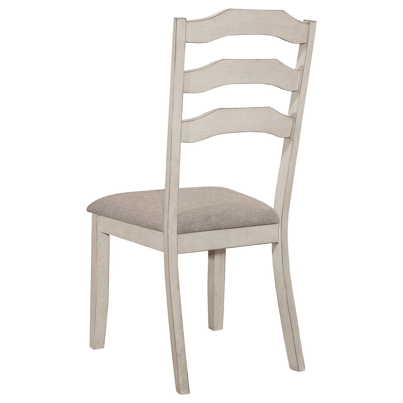 Ronnie Ladder Back Padded Seat Dining Side Chair in Khaki and Rustic Cream