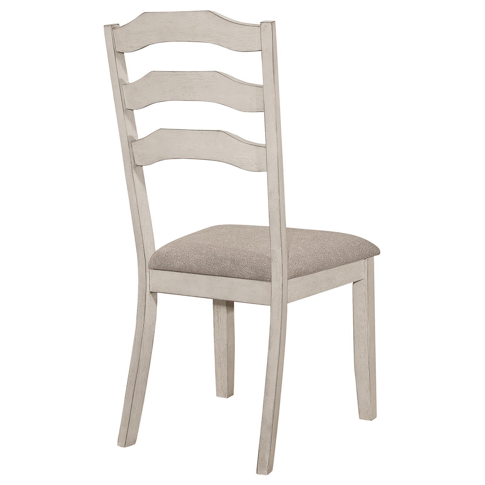 Ronnie Ladder Back Padded Seat Dining Side Chair in Khaki and Rustic Cream