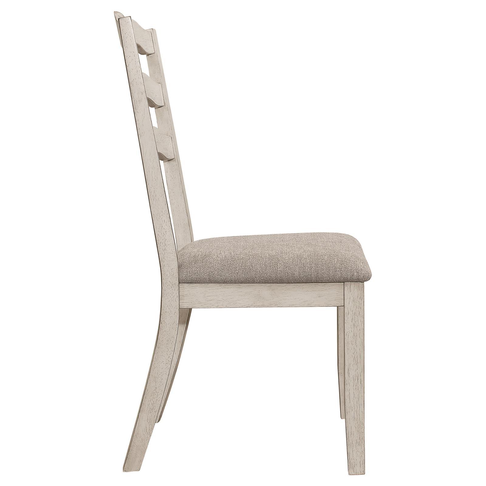 Ronnie Ladder Back Padded Seat Dining Side Chair in Khaki and Rustic Cream
