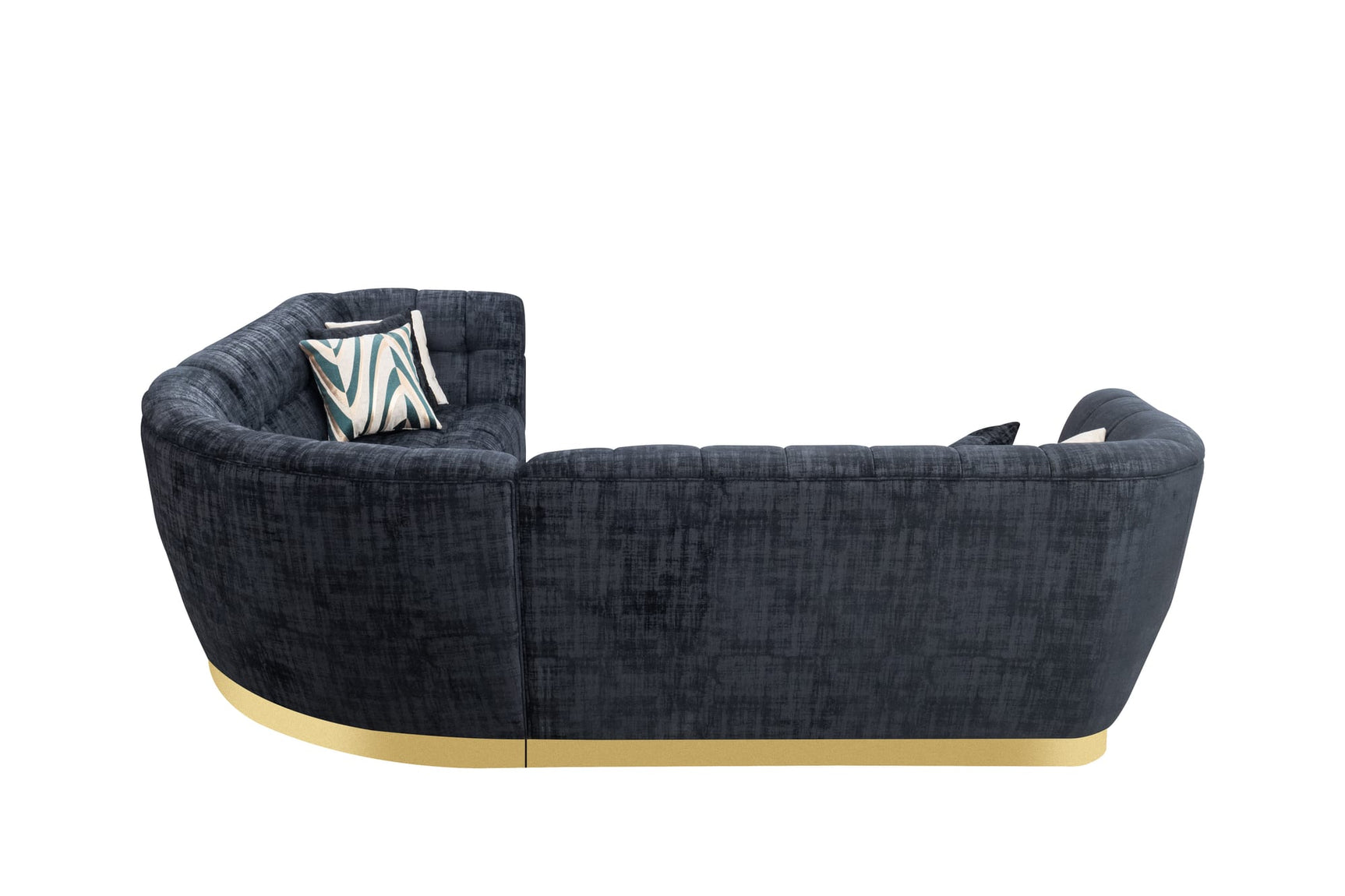 Rosa Midnight Black Premium Chenille Sectional with Gold Base view 3