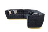 Rosa Midnight Black Premium Chenille Sectional with Gold Base view 5