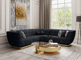 Rosa Midnight Black Premium Chenille Sectional with Gold Base view 7