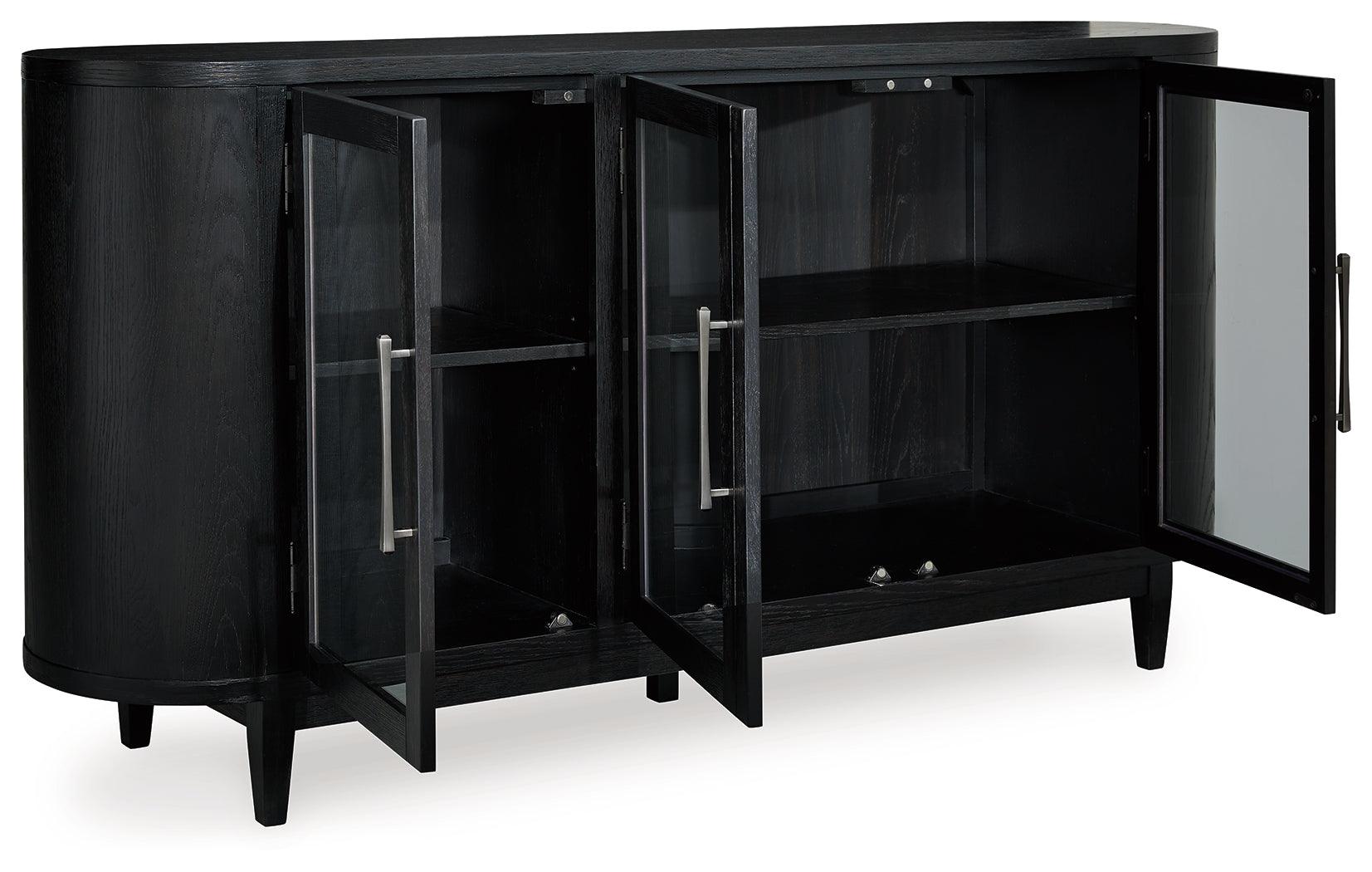 Rowanbeck Black Dining Server cabinet interior