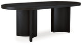 Rowanbeck Black Dining Table with architectural pedestal base