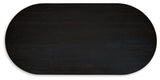 Side profile of Rowanbeck oval black dining table