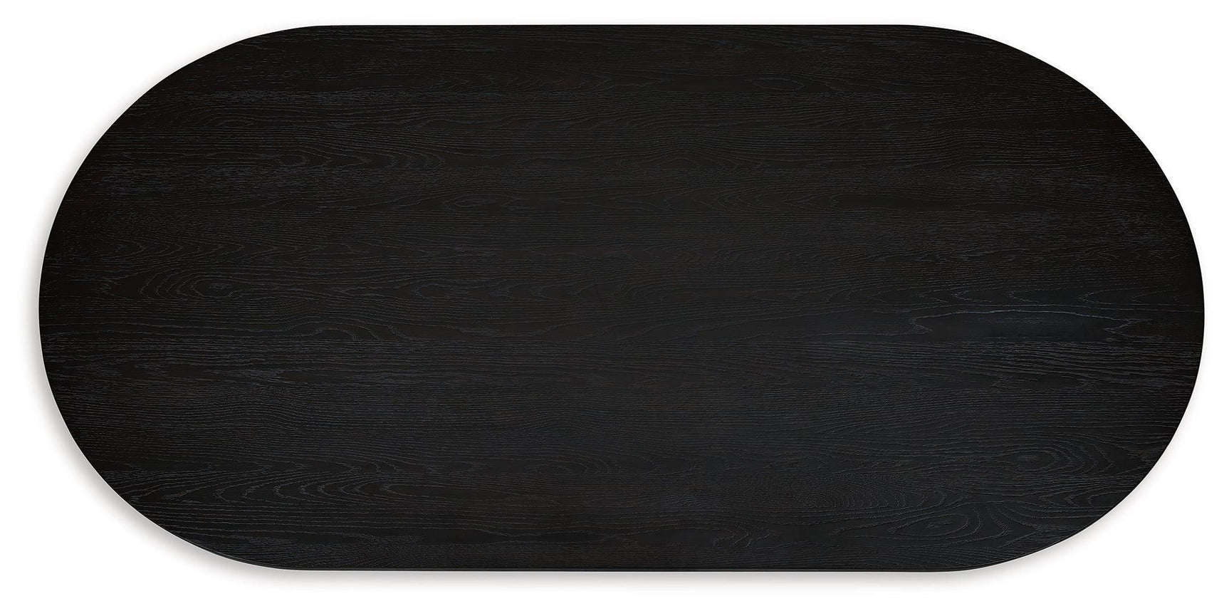 Side profile of Rowanbeck oval black dining table