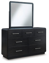 Rowanbeck Black Dresser and Mirror side view