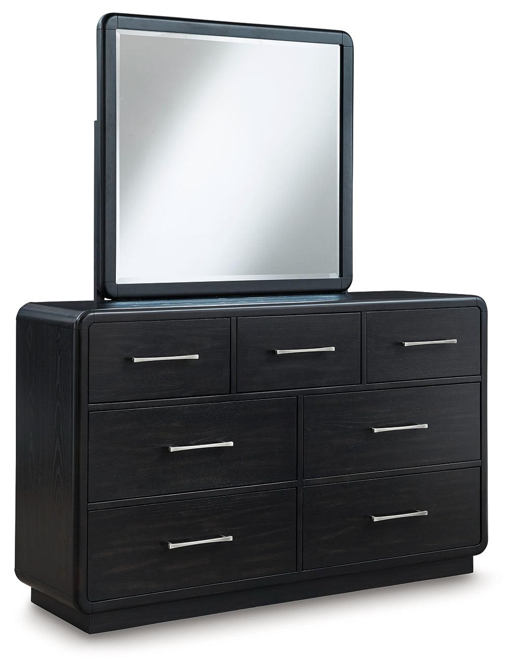 Rowanbeck Black Dresser and Mirror side view