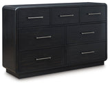 Rowanbeck Black Dresser showing drawer details