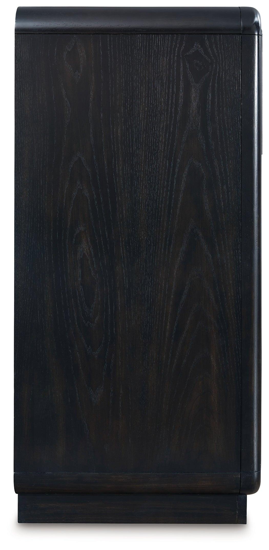 Rowanbeck Black Dresser drawer hardware close-up
