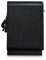 Lower cubby shelf of Rowanbeck Nightstand with built-in LED nightlight
