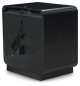 Rowanbeck Nightstand showing USB charging ports and power outlet
