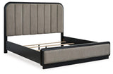 Rowanbeck Upholstered Panel Headboard with herringbone textured fabric