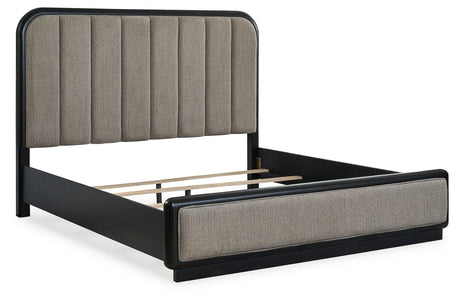 Rowanbeck Upholstered Panel Headboard with herringbone textured fabric