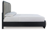 Side view of Rowanbeck Upholstered Bed rail and footboard