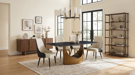 Roxy Black and Bronze 5 or 7-Piece Dining Set with Sintered Stone Table and Toni Chairs from Decor Furniture
