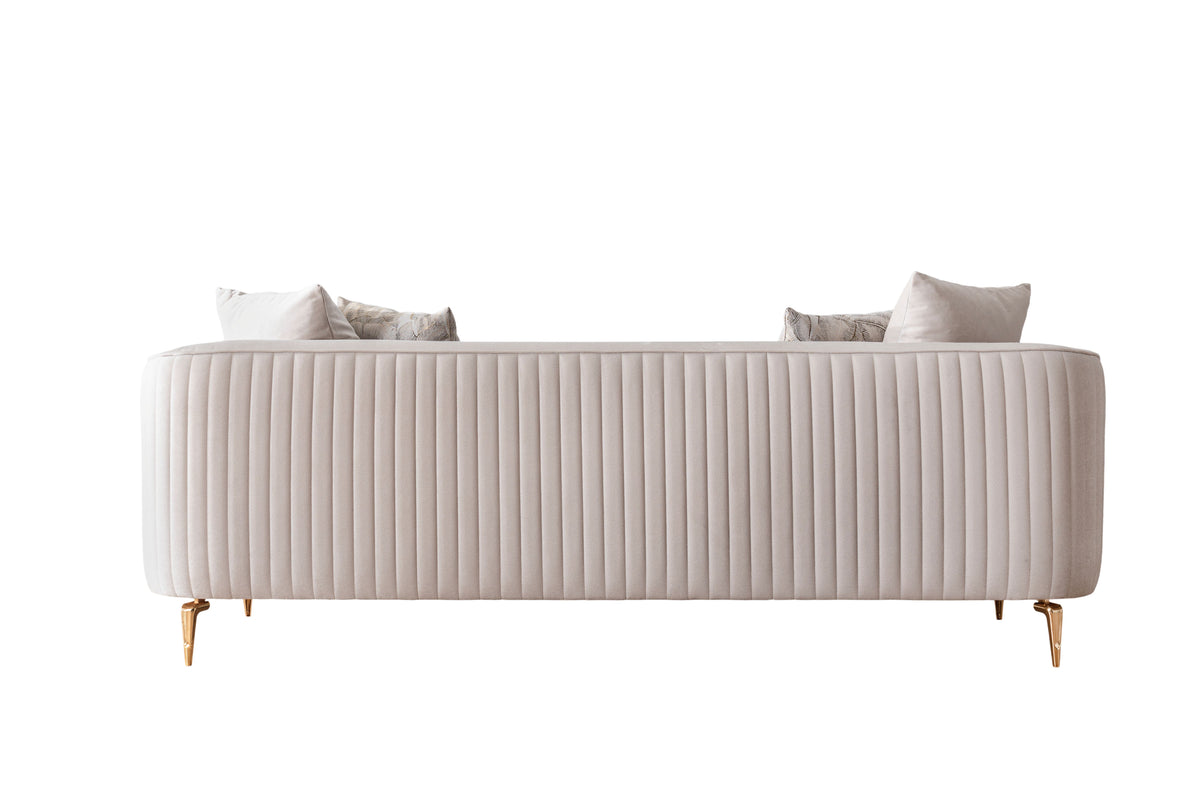 Front angle view of sofa and loveseat set