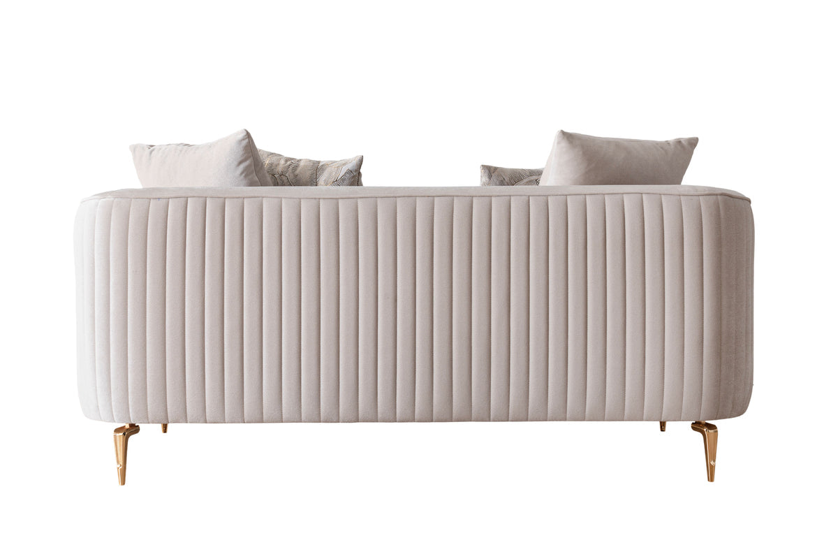 Side angle view of sofa and loveseat set seating