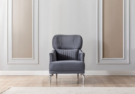 Linda Gray Velvet Accent Chair front angle showing plush seat