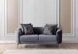 Front angle of Linda Gray Velvet Sofa and Loveseat