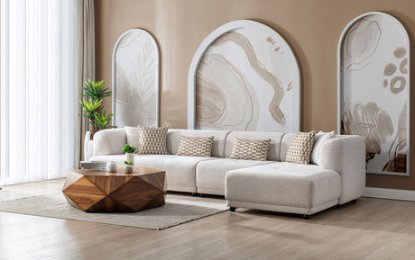 main view of Jenna Ivory 3-Piece RAF sectional sofa